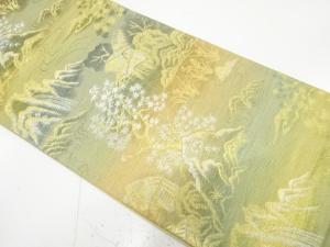 アンティーク 田舎風景模様織り出し袋帯(着用可)